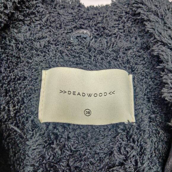 Deadwood Avery Recycled Leather Black Motorcycle Biker Jacket Fur Collar 38 XS/S - Picture 10 of 16